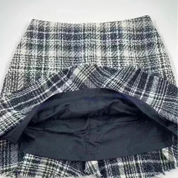 Mi Ami Large Mini Skirt Women's Plaid Knit Raw Edge Preppy Lined - Picture 3 of 8